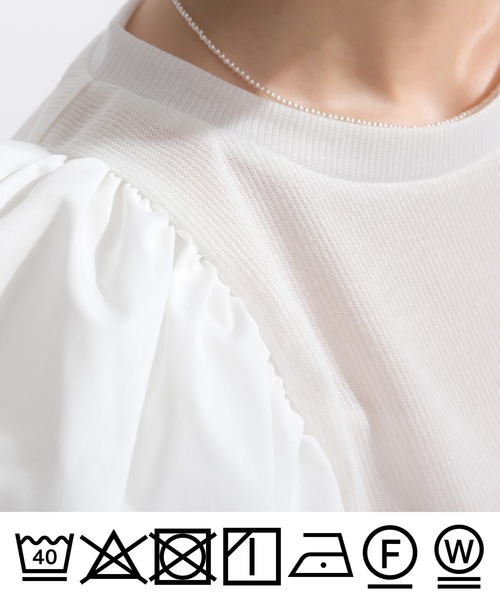 PICCIN（ピッチン）の「【WEB限定】ボリュームスリーブシアーラメテレコプルオーバー（Tシャツ/カットソー・レディース・ブラック/オフホワイト・L/M）」の22枚目の写真