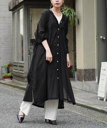 zootie | Vネックリボン コットンボイルシャツワンピース(シャツワンピース)