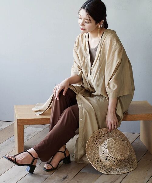 zootie（ズーティー）の「Vネックリボン コットンボイルシャツワンピース（シャツワンピース・レディース・ブラック/ブルー/レッド/マスタード/ベージュ・フリー）」の15枚目の写真