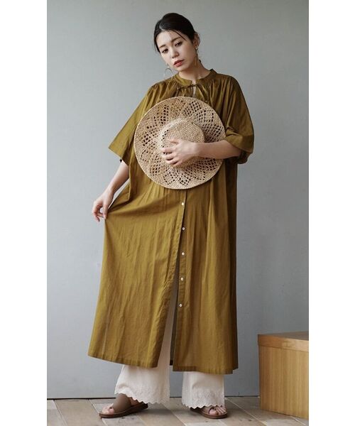 zootie（ズーティー）の「Vネックリボン コットンボイルシャツワンピース（シャツワンピース・レディース・ブラック/ブルー/レッド/マスタード/ベージュ・フリー）」の19枚目の写真