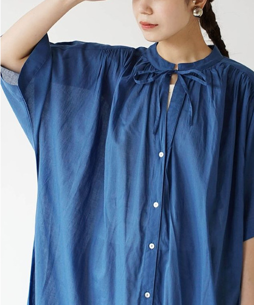 zootie（ズーティー）の「Vネックリボン コットンボイルシャツワンピース（シャツワンピース・レディース・ブラック/ブルー/レッド/マスタード/ベージュ・フリー）」の22枚目の写真