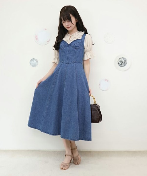 an another angelus（アンアナザーアンジェラス）の「ビスチェ切替デニムジャンパースカート/ananotherangelus（ジャンパースカート・レディース・ブルー/インディゴブルー・FREE）」の9枚目の写真
