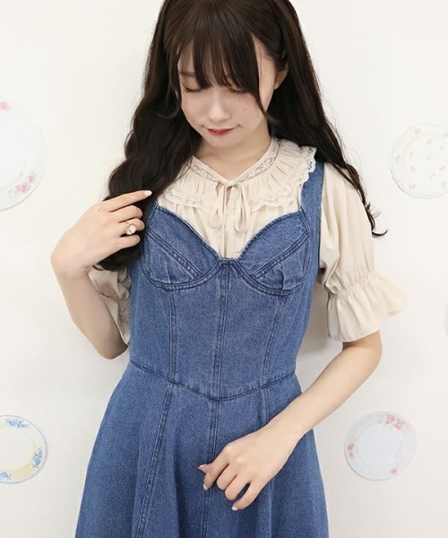 an another angelus（アンアナザーアンジェラス）の「ビスチェ切替デニムジャンパースカート/ananotherangelus（ジャンパースカート・レディース・ブルー/インディゴブルー・FREE）」の10枚目の写真