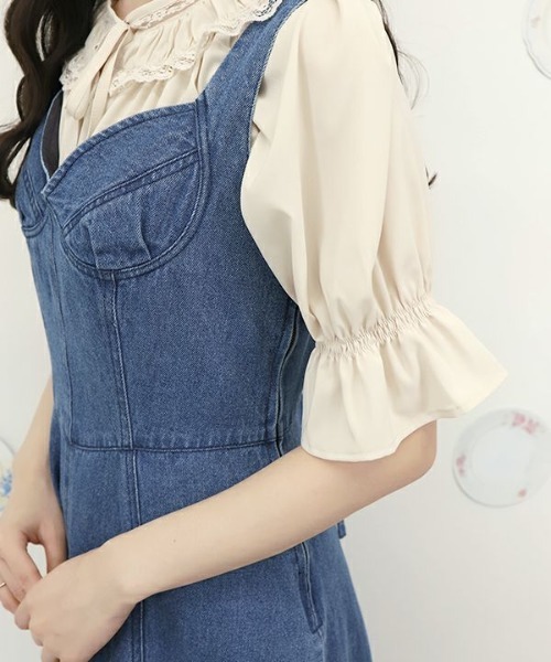 an another angelus（アンアナザーアンジェラス）の「ビスチェ切替デニムジャンパースカート/ananotherangelus（ジャンパースカート・レディース・ブルー/インディゴブルー・FREE）」の11枚目の写真