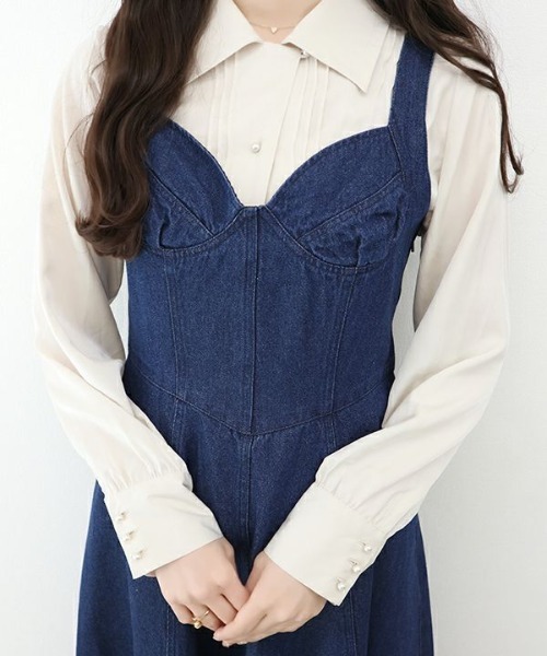 an another angelus（アンアナザーアンジェラス）の「ビスチェ切替デニムジャンパースカート/ananotherangelus（ジャンパースカート・レディース・ブルー/インディゴブルー・FREE）」の16枚目の写真