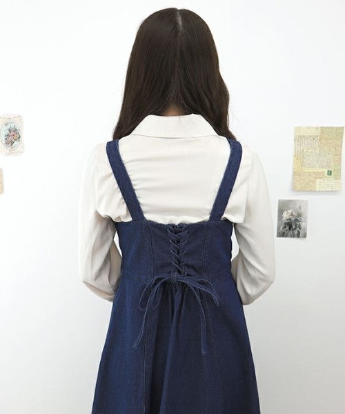 an another angelus（アンアナザーアンジェラス）の「ビスチェ切替デニムジャンパースカート/ananotherangelus（ジャンパースカート・レディース・ブルー/インディゴブルー・FREE）」の17枚目の写真