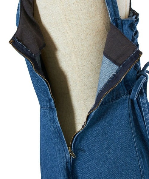 an another angelus（アンアナザーアンジェラス）の「ビスチェ切替デニムジャンパースカート/ananotherangelus（ジャンパースカート・レディース・ブルー/インディゴブルー・FREE）」の5枚目の写真