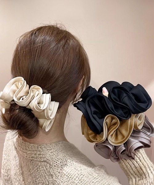 Miniministore（ミニミニストア）の「シュシュ大きめ 大人 ボリュームヘアゴム（シュシュ・レディース・アイボリー/キャメル/ブラウン/ダークブラウン/ダークグレー/ブラック/ベージュ/グレー・FREE）」の12枚目の写真