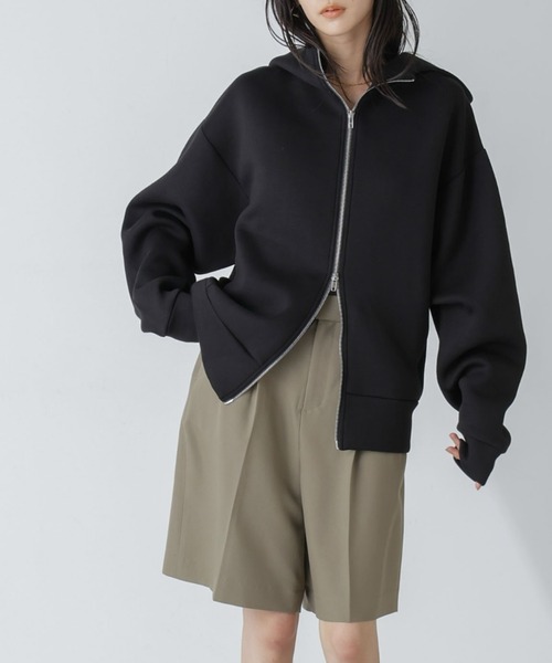 NANO universe（ナノユニバース）の「【WEB限定】テックダンボールダブルジップBIGパーカ男女兼用（パーカー・レディース・ライトベージュ/ブラック/オフホワイト/グレー・M/L）」の3枚目の写真