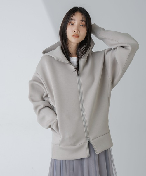 NANO universe（ナノユニバース）の「【WEB限定】テックダンボールダブルジップBIGパーカ男女兼用（パーカー・レディース・ライトベージュ/ブラック/オフホワイト/グレー・M/L）」の14枚目の写真