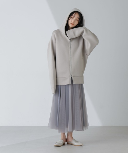 NANO universe（ナノユニバース）の「【WEB限定】テックダンボールダブルジップBIGパーカ男女兼用（パーカー・レディース・ライトベージュ/ブラック/オフホワイト/グレー・M/L）」の17枚目の写真