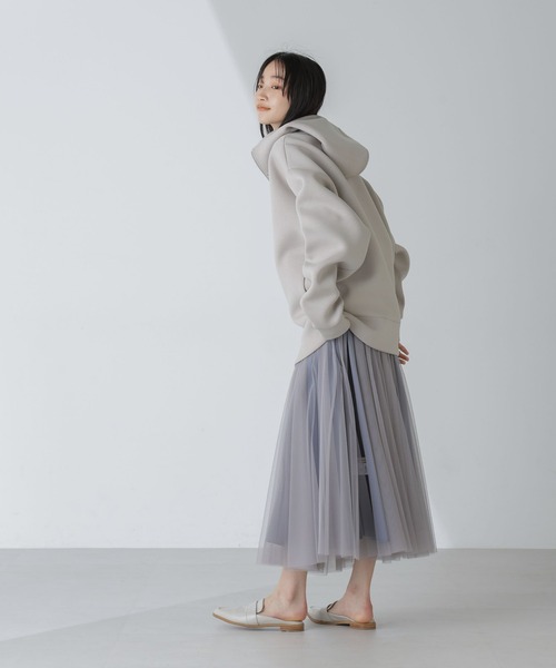 NANO universe（ナノユニバース）の「【WEB限定】テックダンボールダブルジップBIGパーカ男女兼用（パーカー・レディース・ライトベージュ/ブラック/オフホワイト/グレー・M/L）」の18枚目の写真