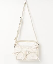 【HIKA】リボンギャザーフェイクレザーショルダーBAG