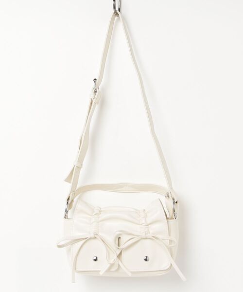 HIKA(ヒカ)の「【HIKA】リボンギャザーフェイクレザーショルダーBAG(ショルダーバッグ・レディース・ブラック/ホワイト・FREE)」の1枚目の写真