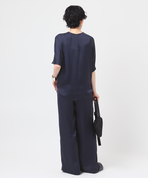 EVERYDAY I LIKE.（エヴリディアイライク）の「ライトサテンワイドパンツ（スラックス・レディース・ネイビー/ブラウン/ブラック・36/34/40/38）」の8枚目の写真