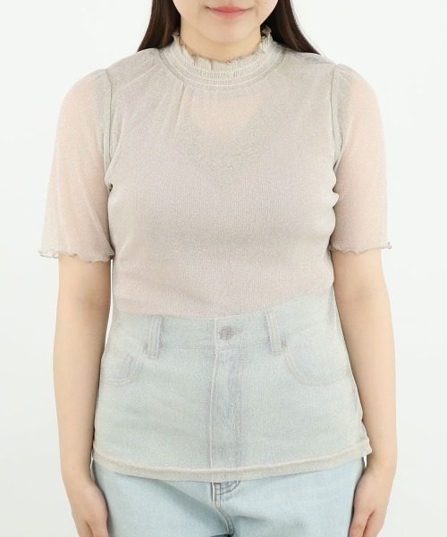 F i.n.t（フィント）の「シアーラメトップス/fint（Tシャツ/カットソー・レディース・ブラック/シルバー/ライトピンク/ライトベージュ・FREE）」の2枚目の写真