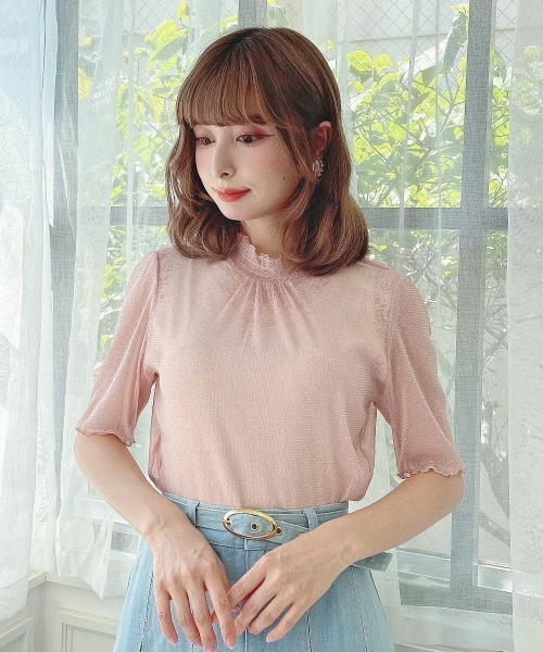 F i.n.t(フィント)の「シアーラメトップス/fint(Tシャツ/カットソー・レディース・ブラック/シルバー/ライトピンク/ライトベージュ・FREE)」の8枚目の写真