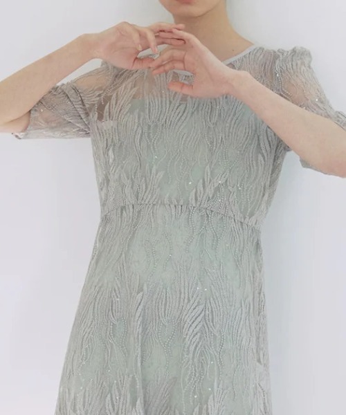 kaene カエン スパンコールアネモネドレス グレー 34 kaene / スパンコール アネモネ ドレス