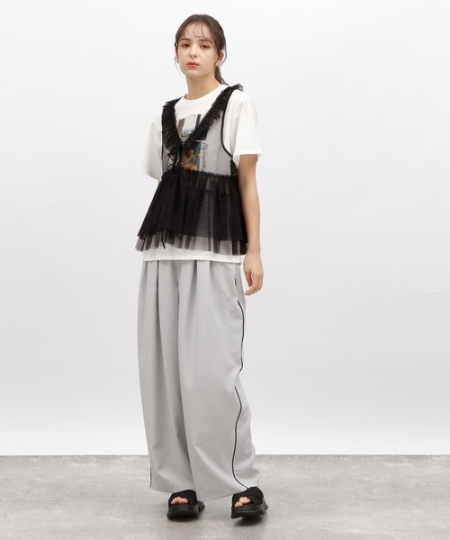 LAKOLE（ラコレ）の「チュールリボンUPベスト / 125539（ベスト・レディース・アイボリー/ブラック/グレー・FREE）」の4枚目の写真