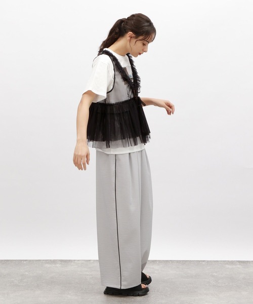 LAKOLE（ラコレ）の「チュールリボンUPベスト / 125539（ベスト・レディース・アイボリー/ブラック/グレー・FREE）」の5枚目の写真