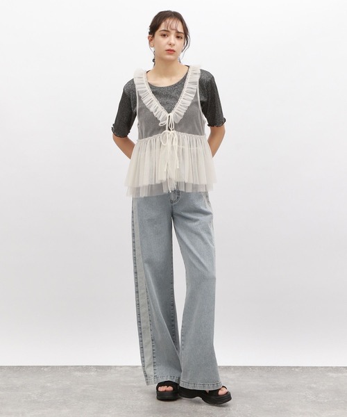 LAKOLE（ラコレ）の「チュールリボンUPベスト / 125539（ベスト・レディース・アイボリー/ブラック/グレー・FREE）」の22枚目の写真