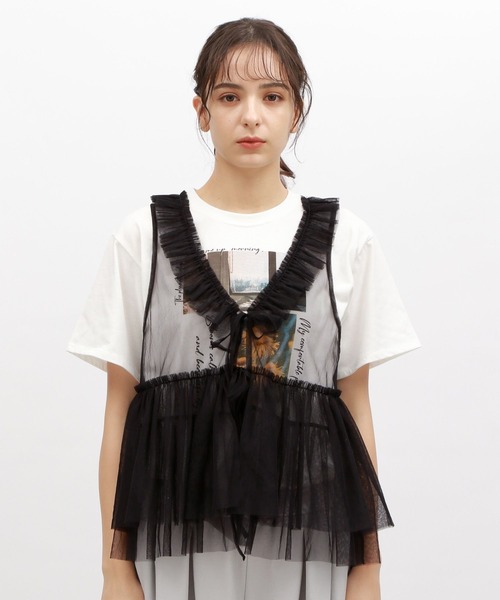 LAKOLE（ラコレ）の「チュールリボンUPベスト / 125539（ベスト・レディース・アイボリー/ブラック/グレー・FREE）」の16枚目の写真