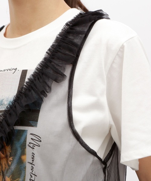 LAKOLE（ラコレ）の「チュールリボンUPベスト / 125539（ベスト・レディース・アイボリー/ブラック/グレー・FREE）」の10枚目の写真