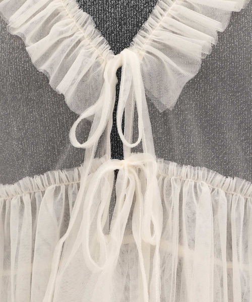 LAKOLE（ラコレ）の「チュールリボンUPベスト / 125539（ベスト・レディース・アイボリー/ブラック/グレー・FREE）」の8枚目の写真