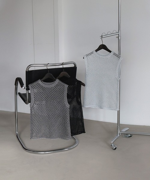 TRIBAL メッシュタンクトップ 黒/シルバー バスケットボール メッシュ タンク / BB ID MESH TANK