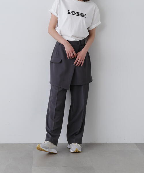 N.（N. Natural Beauty Basic）（エヌエヌナチュラルビューティーベーシック）の「◆ラップレイヤードパンツ（その他パンツ・レディース・ベージュ/グレー・MEDIUM/SMALL）」の4枚目の写真