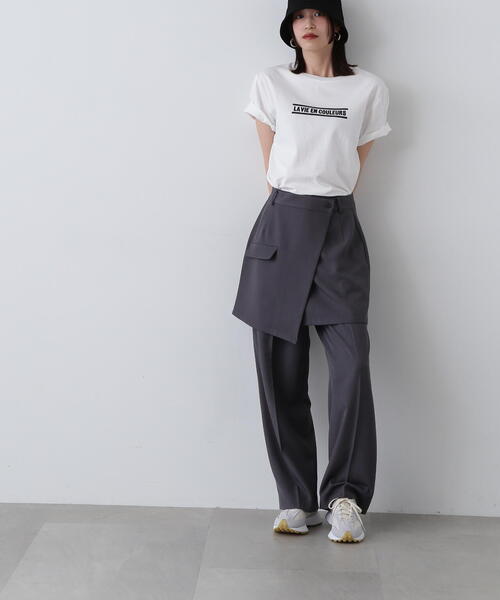 N.（N. Natural Beauty Basic）（エヌエヌナチュラルビューティーベーシック）の「◆ラップレイヤードパンツ（その他パンツ・レディース・ベージュ/グレー・MEDIUM/SMALL）」の7枚目の写真