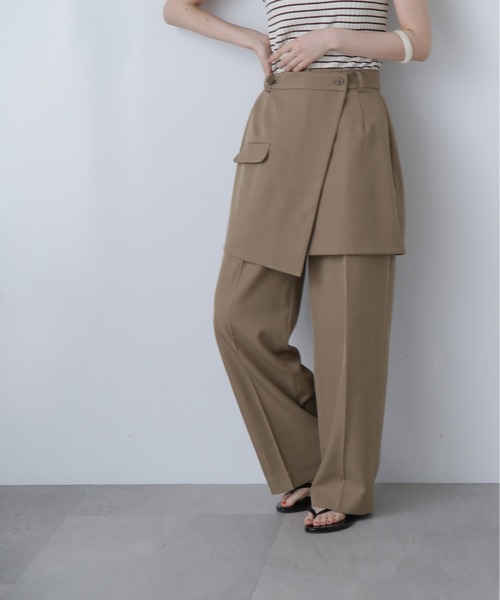 N.（N. Natural Beauty Basic）（エヌエヌナチュラルビューティーベーシック）の「◆ラップレイヤードパンツ（その他パンツ・レディース・ベージュ/グレー・MEDIUM/SMALL）」の2枚目の写真