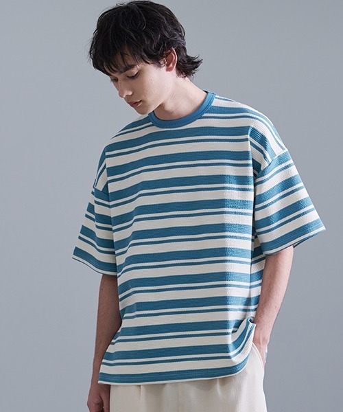 Revo.（レボ）の「Revo. ワッフルボーダー SS Tee（Tシャツ/カットソー・メンズ・イエロー/ブラック/ブルー・2/1）」の12枚目の写真