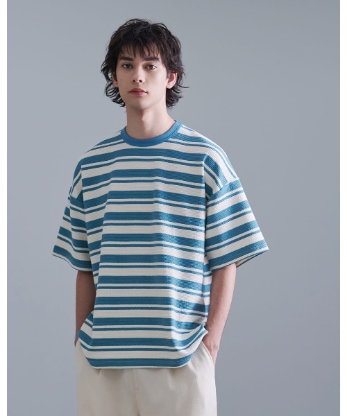 Revo.（レボ）の「Revo. ワッフルボーダー SS Tee（Tシャツ/カットソー・メンズ・イエロー/ブラック/ブルー・2/1）」の13枚目の写真