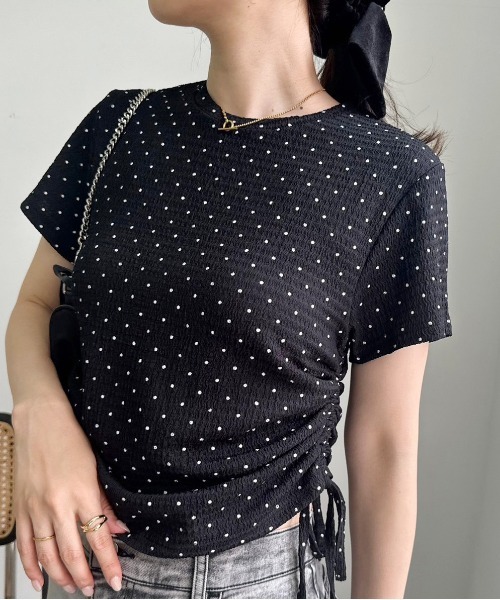 one after another NICE CLAUP(ワンアフターアナザーナイスクラップ)の「サイドドロストT/WEB限定アイテム(Tシャツ/カットソー・レディース・ブラック/アイボリー/ピンク・FREE)」の15枚目の写真