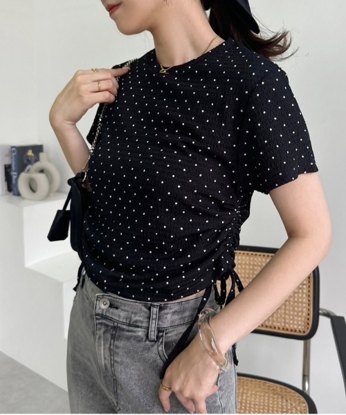 one after another NICE CLAUP(ワンアフターアナザーナイスクラップ)の「サイドドロストT/WEB限定アイテム(Tシャツ/カットソー・レディース・ブラック/アイボリー/ピンク・FREE)」の16枚目の写真