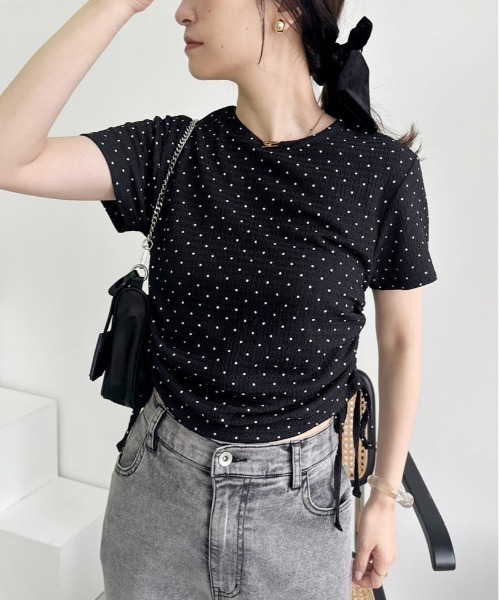 one after another NICE CLAUP(ワンアフターアナザーナイスクラップ)の「サイドドロストT/WEB限定アイテム(Tシャツ/カットソー・レディース・ブラック/アイボリー/ピンク・FREE)」の17枚目の写真