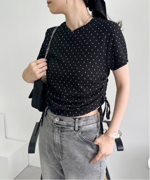 one after another NICE CLAUP(ワンアフターアナザーナイスクラップ)の「サイドドロストT/WEB限定アイテム(Tシャツ/カットソー・レディース・ブラック/アイボリー/ピンク・FREE)」の18枚目の写真