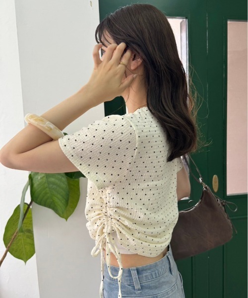 one after another NICE CLAUP(ワンアフターアナザーナイスクラップ)の「サイドドロストT/WEB限定アイテム(Tシャツ/カットソー・レディース・ブラック/アイボリー/ピンク・FREE)」の6枚目の写真