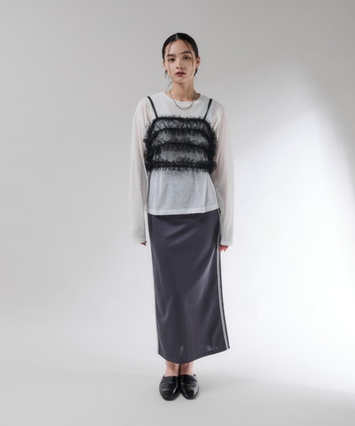 Shelly island(シェリーアイランド)の「ラメラインスカート(スカート・レディース・チャコールグレー/ブラック・FREE)」の17枚目の写真