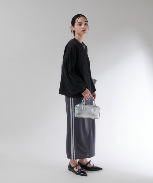 Shelly island(シェリーアイランド)の「ラメラインスカート(スカート・レディース・チャコールグレー/ブラック・FREE)」の3枚目の写真