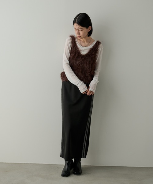 Shelly island(シェリーアイランド)の「ラメラインスカート(スカート・レディース・チャコールグレー/ブラック・FREE)」の21枚目の写真