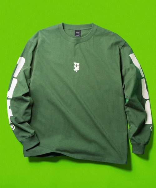 HUF（ハフ）の「MEGABLAST STRETCH LS TEE  / HUF ハフ ヘビーウェイト ロングスリーブTシャツ ロンT（Tシャツ/カットソー・メンズ・アッシュグレー/グリーン系その他/ブラック/ホワイト・XX-LARGE/X-LARGE/LARGE/MEDIUM/SMALL/X-SMALL）」の4枚目の写真