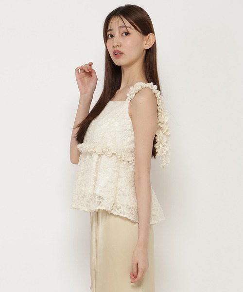 REDYAZEL（レディアゼル）の「レースフリルぺプラムキャミソール（キャミソール・レディース・オフホワイト/ピンク/イエロー・FREE）」の10枚目の写真