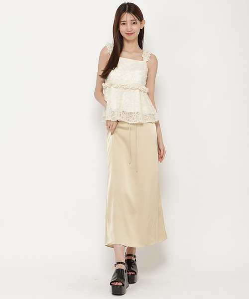 REDYAZEL（レディアゼル）の「レースフリルぺプラムキャミソール（キャミソール・レディース・オフホワイト/ピンク/イエロー・FREE）」の12枚目の写真