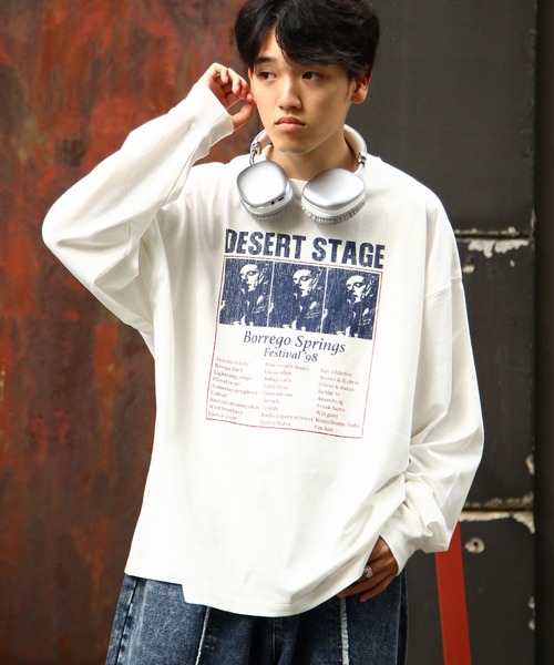 ZIP FIVE(ジップファイブ)の「【ZIP FIVE】 フォトグラフィック プリント ルーズシルエット 長袖 Tシャツ / ロンT(Tシャツ/カットソー・メンズ・ホワイト×ブラック/ホワイト×ブルー/ホワイト系3/ホワイト系2/ホワイト系1/ホワイト系・LARGE/MEDIUM)」の2枚目の写真