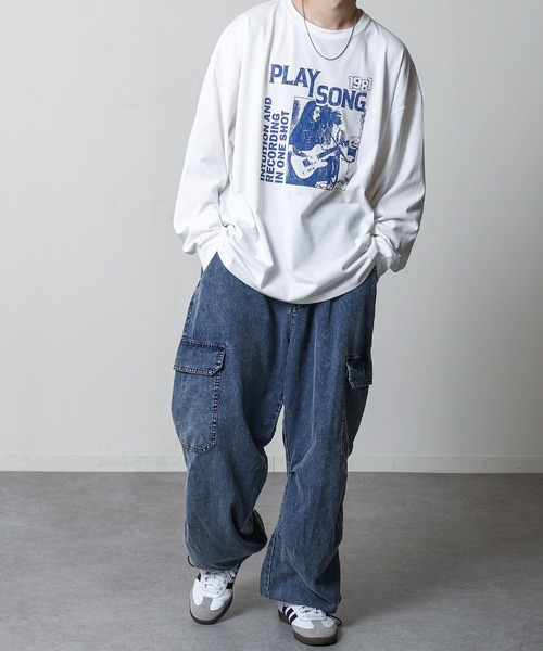 ZIP FIVE(ジップファイブ)の「【ZIP FIVE】 フォトグラフィック プリント ルーズシルエット 長袖 Tシャツ / ロンT(Tシャツ/カットソー・メンズ・ホワイト×ブラック/ホワイト×ブルー/ホワイト系3/ホワイト系2/ホワイト系1/ホワイト系・LARGE/MEDIUM)」の15枚目の写真