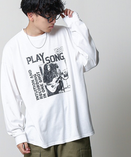 ZIP FIVE(ジップファイブ)の「【ZIP FIVE】 フォトグラフィック プリント ルーズシルエット 長袖 Tシャツ / ロンT(Tシャツ/カットソー・メンズ・ホワイト×ブラック/ホワイト×ブルー/ホワイト系3/ホワイト系2/ホワイト系1/ホワイト系・LARGE/MEDIUM)」の20枚目の写真