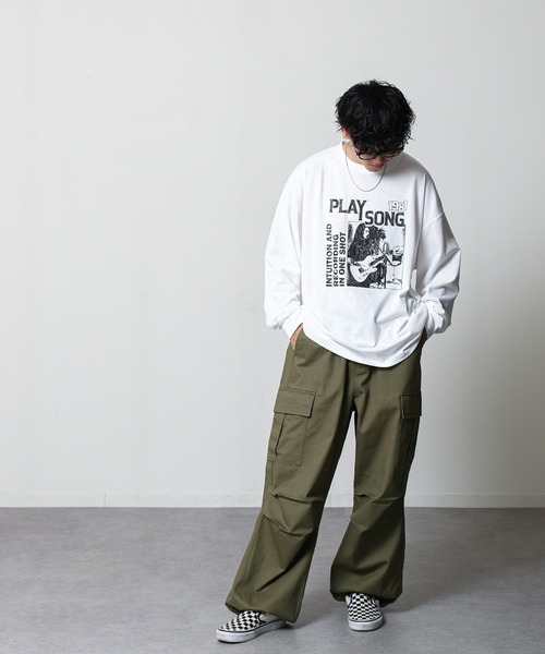 ZIP FIVE(ジップファイブ)の「【ZIP FIVE】 フォトグラフィック プリント ルーズシルエット 長袖 Tシャツ / ロンT(Tシャツ/カットソー・メンズ・ホワイト×ブラック/ホワイト×ブルー/ホワイト系3/ホワイト系2/ホワイト系1/ホワイト系・LARGE/MEDIUM)」の22枚目の写真