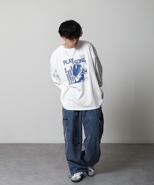 ZIP FIVE(ジップファイブ)の「【ZIP FIVE】 フォトグラフィック プリント ルーズシルエット 長袖 Tシャツ / ロンT(Tシャツ/カットソー・メンズ・ホワイト×ブラック/ホワイト×ブルー/ホワイト系3/ホワイト系2/ホワイト系1/ホワイト系・LARGE/MEDIUM)」の18枚目の写真